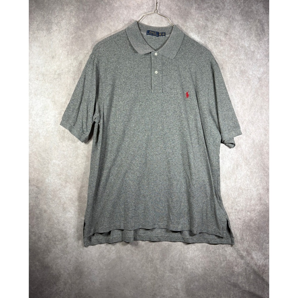 Polo Ralph Lauren Polo Shirt Mens 2XLT Gray Red Pony Logo Short Sleeve Classic